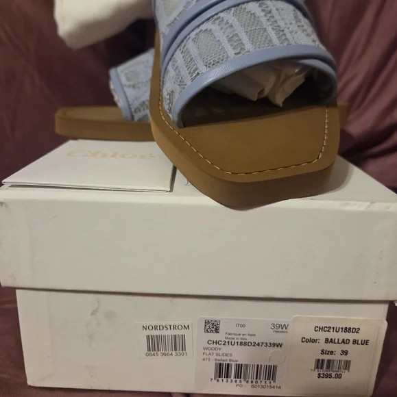 Chloe Woody Lace Sandal Size 39 Ballad Blue - Picture 5 of 6